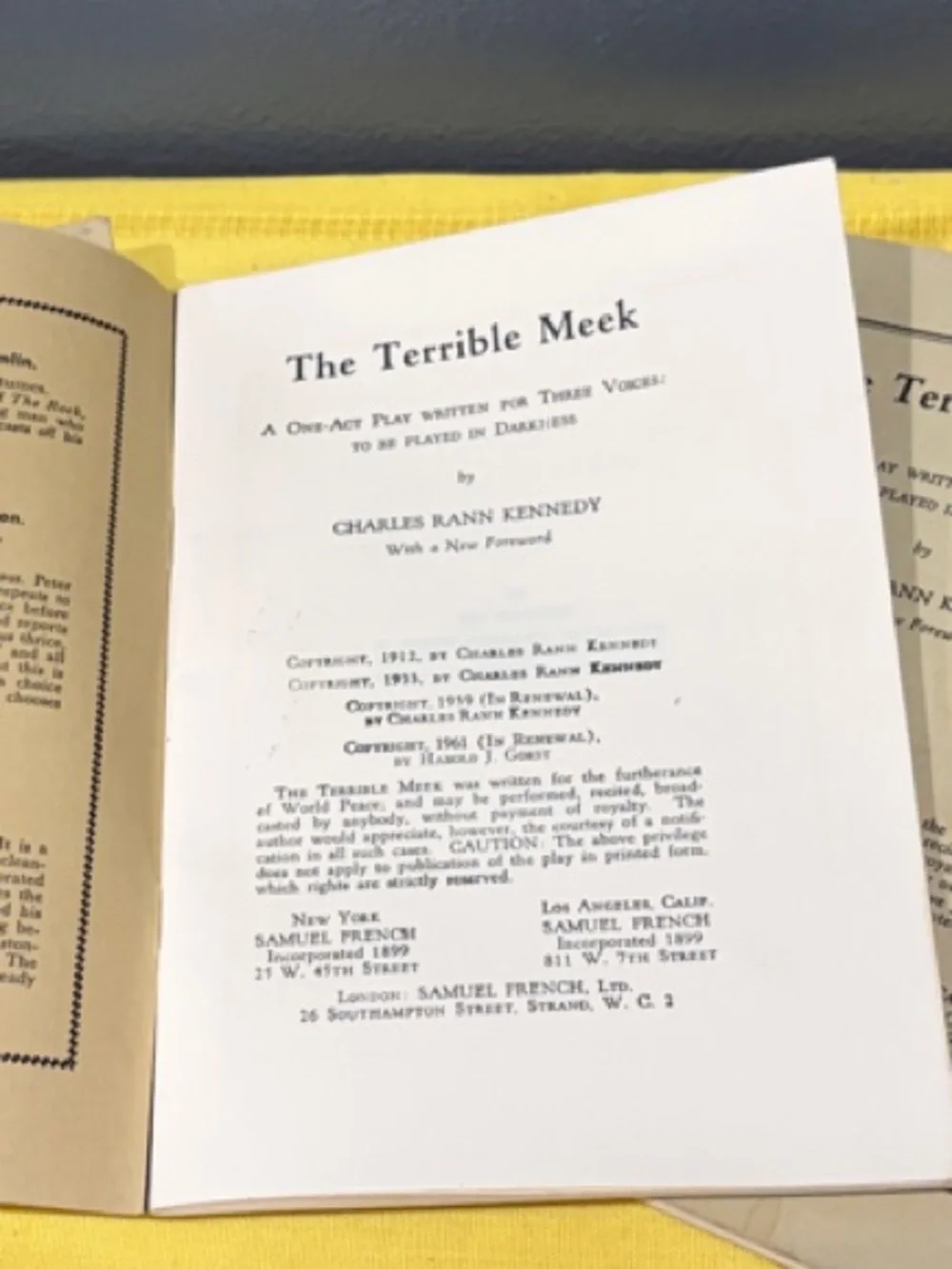 VTG 1961 The Terrible Meek Script Set 3 Samuel French One Act Play Booklets Lot